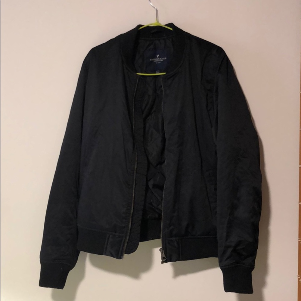 American eagle black bomber jacket